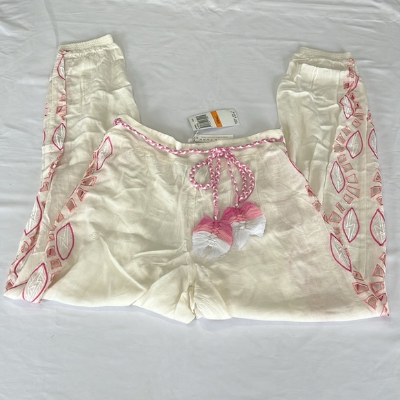 TRINA TURK Lahaina Jogger Cover-up Pants Embroidered Pink Size S NWT - Picture 5 of 12